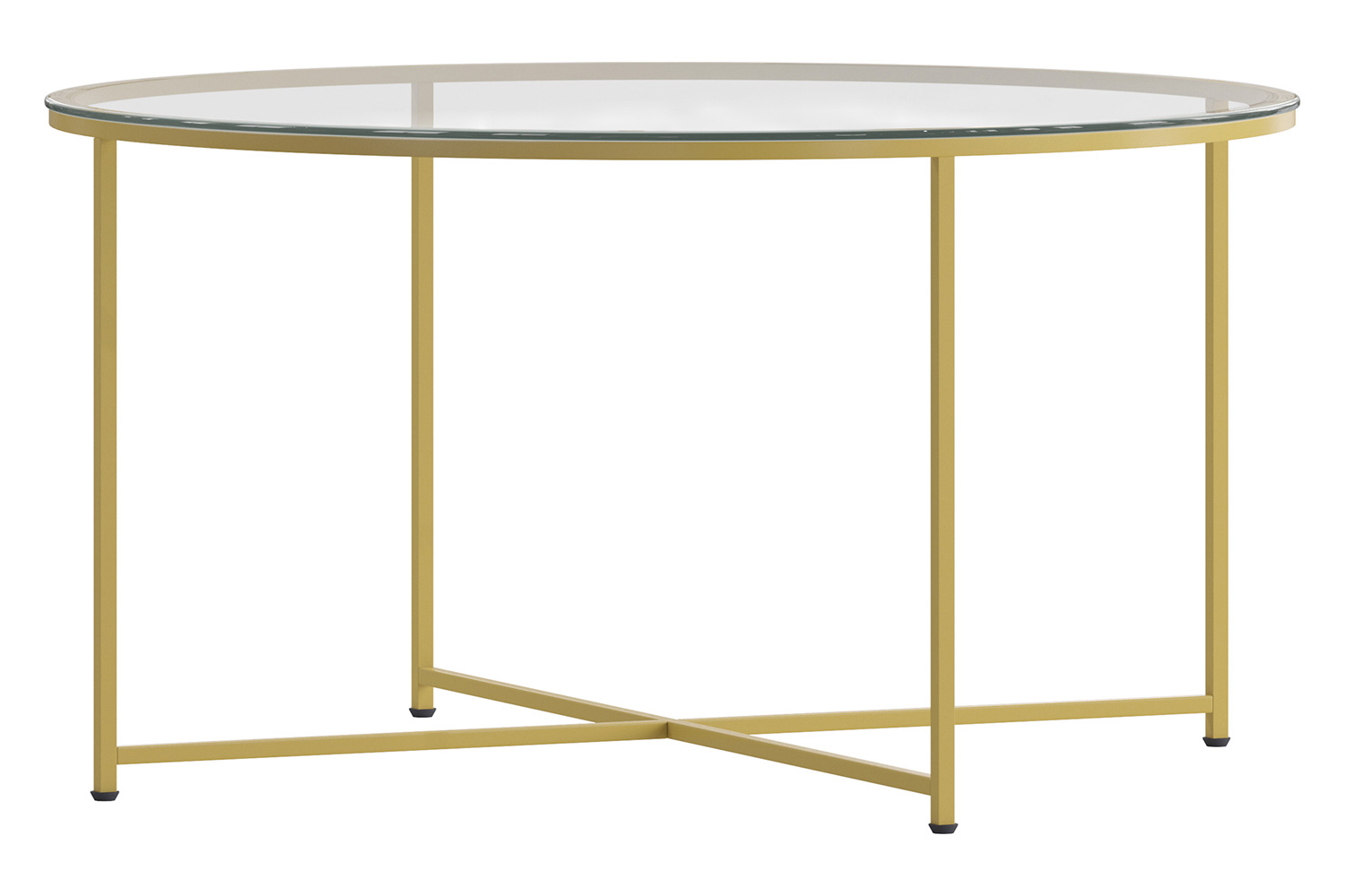 BLNK Greenwich Collection Modern Clear Glass Accent Coffee Table - Brushed Gold