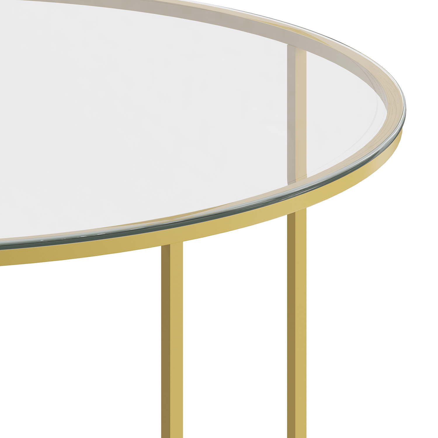 BLNK Greenwich Collection Modern Clear Glass Accent Coffee Table - Brushed Gold