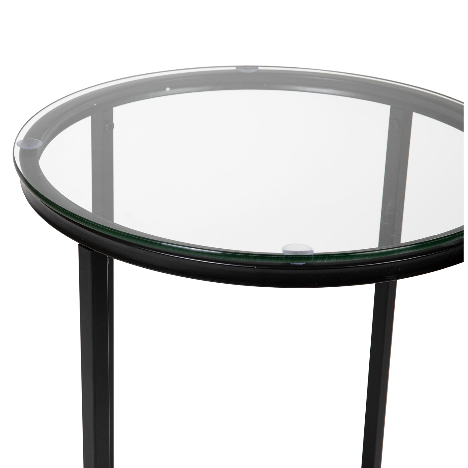 BLNK Greenwich Collection Modern Clear Glass End Table with Crisscross Frame - Matte Black