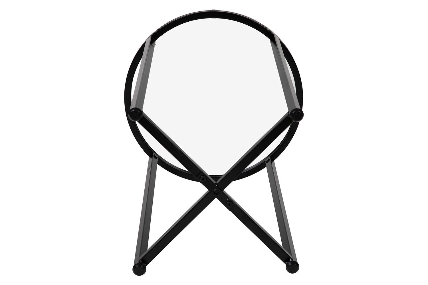 BLNK Greenwich Collection Modern Clear Glass End Table with Crisscross Frame - Matte Black