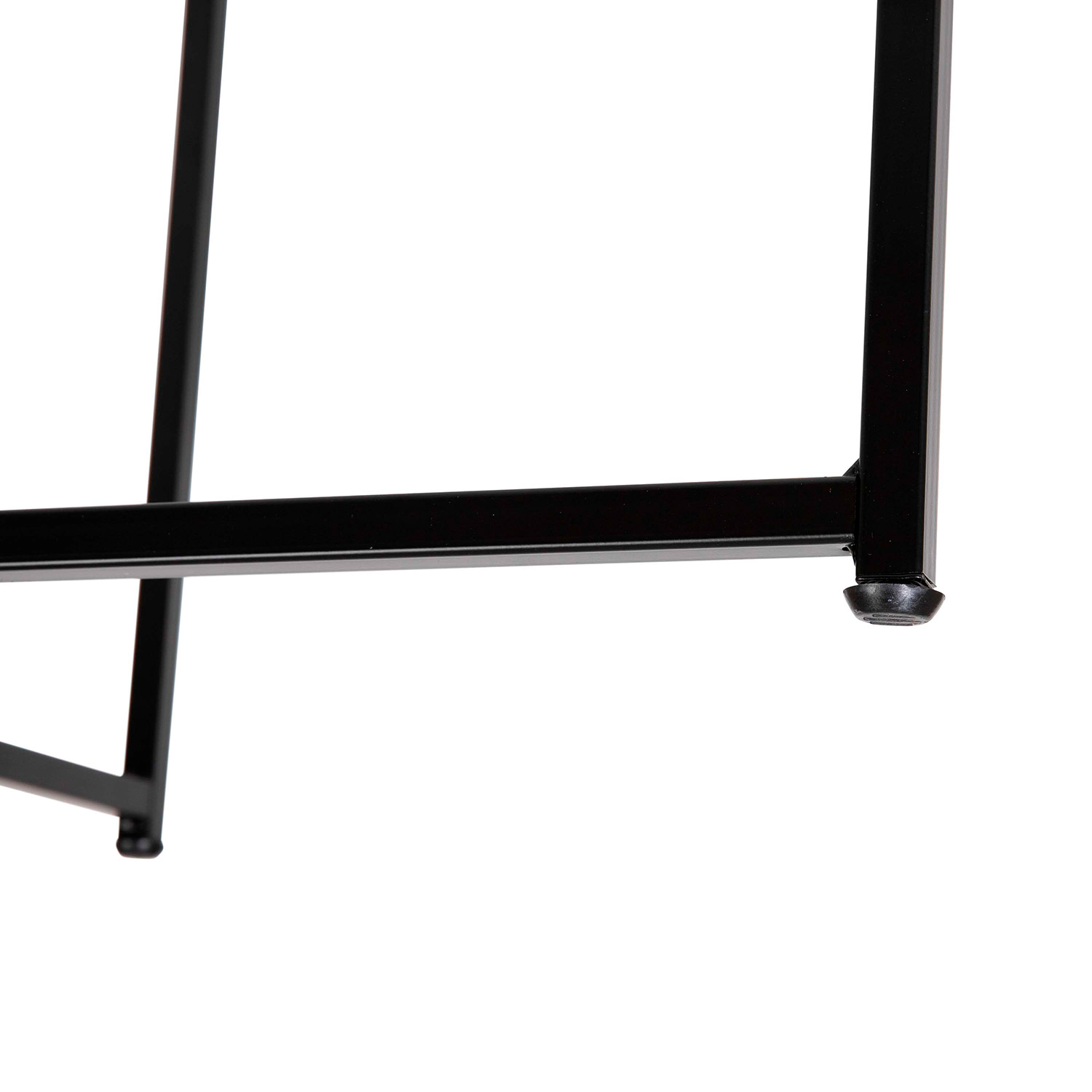 BLNK Greenwich Collection Modern Clear Glass End Table with Crisscross Frame - Matte Black