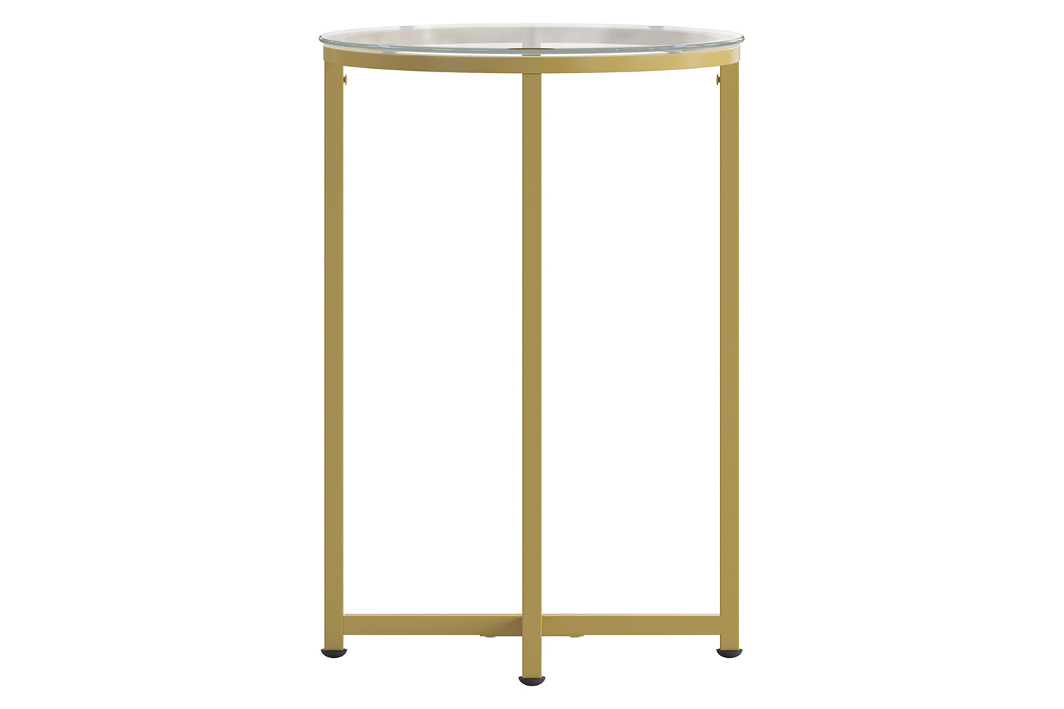 BLNK - Greenwich Collection Modern Clear Glass End Table with Crisscross Frame