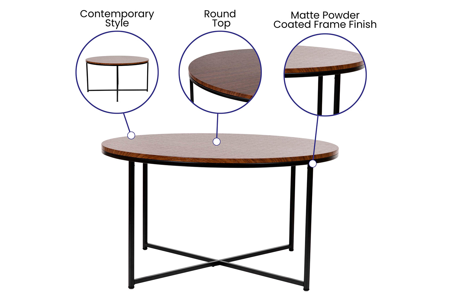 BLNK - Hampstead Collection Modern Walnut Finish Accent Coffee Table