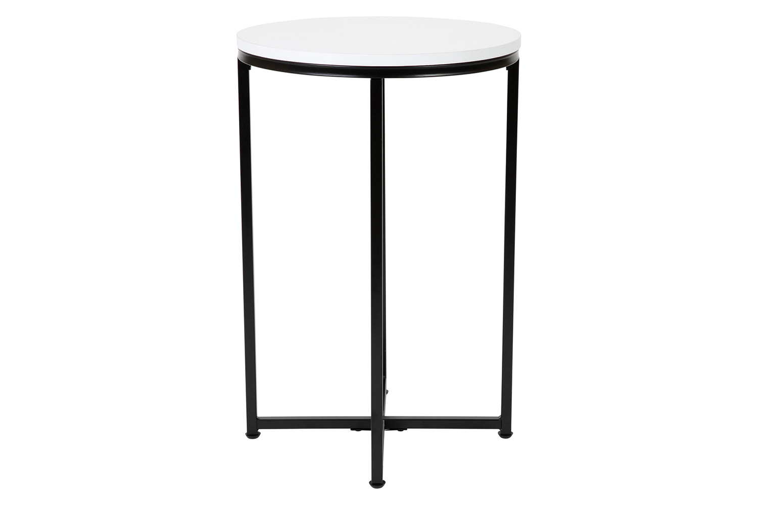 BLNK Hampstead Collection Modern End Table with White Laminate Top - Matte Black