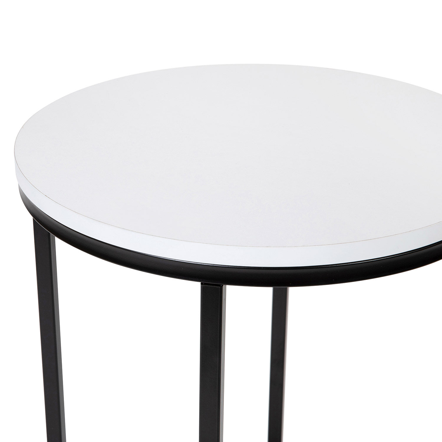BLNK Hampstead Collection Modern End Table with White Laminate Top - Matte Black