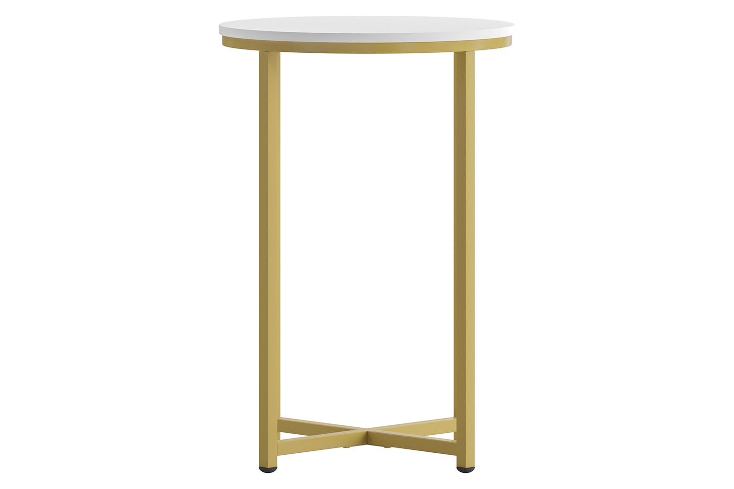 BLNK Hampstead Collection Modern End Table with White Laminate Top - Brushed Gold