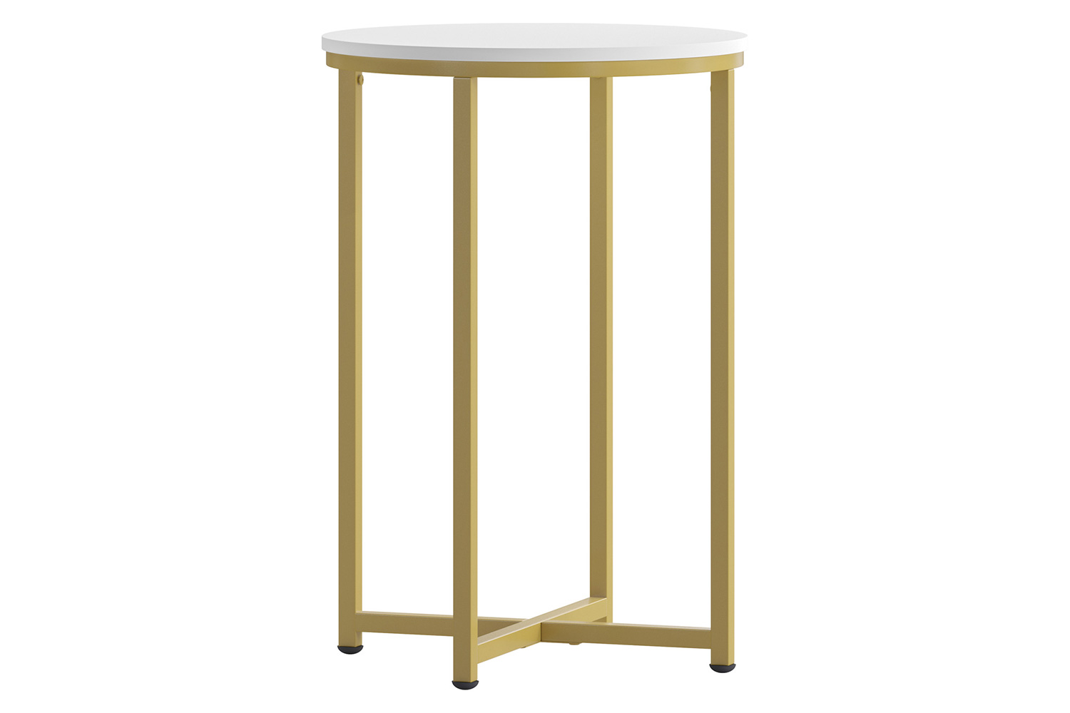 BLNK Hampstead Collection Modern End Table with White Laminate Top - Brushed Gold