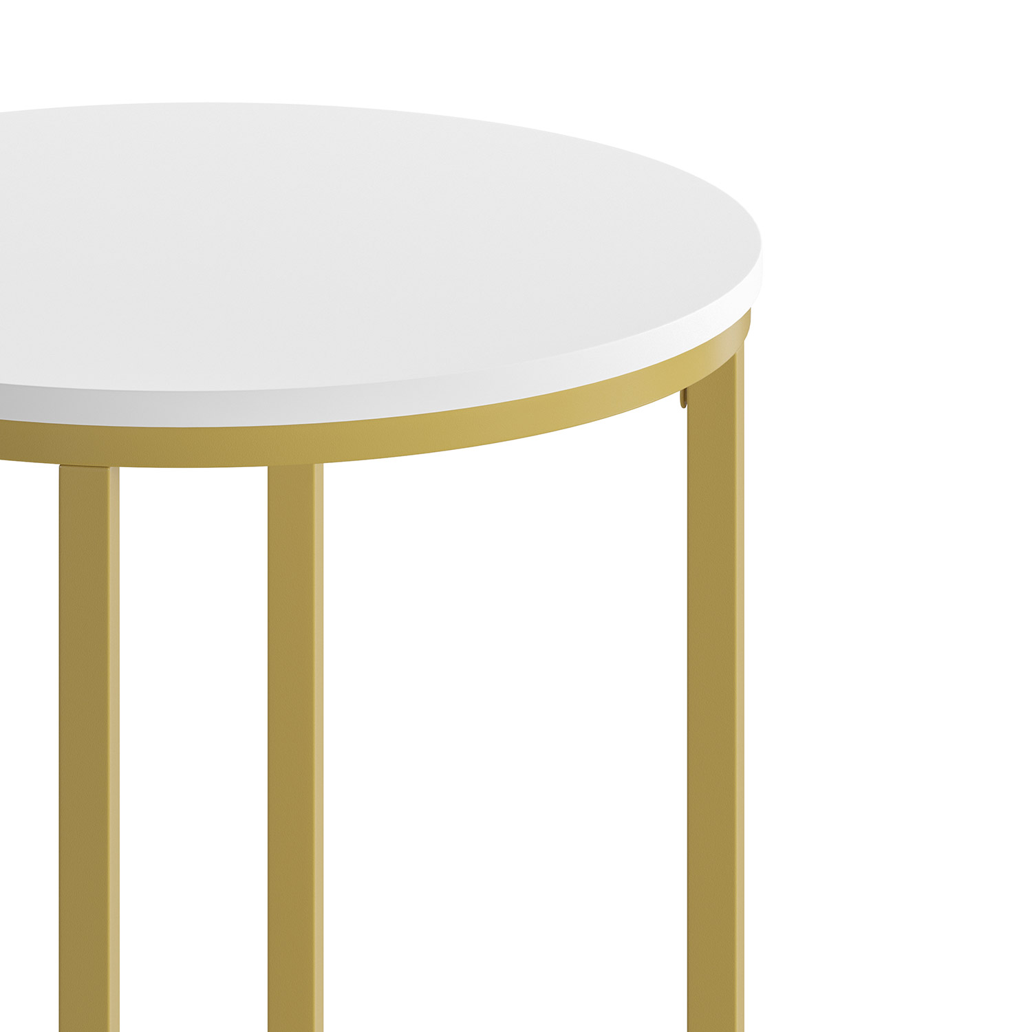BLNK Hampstead Collection Modern End Table with White Laminate Top - Brushed Gold