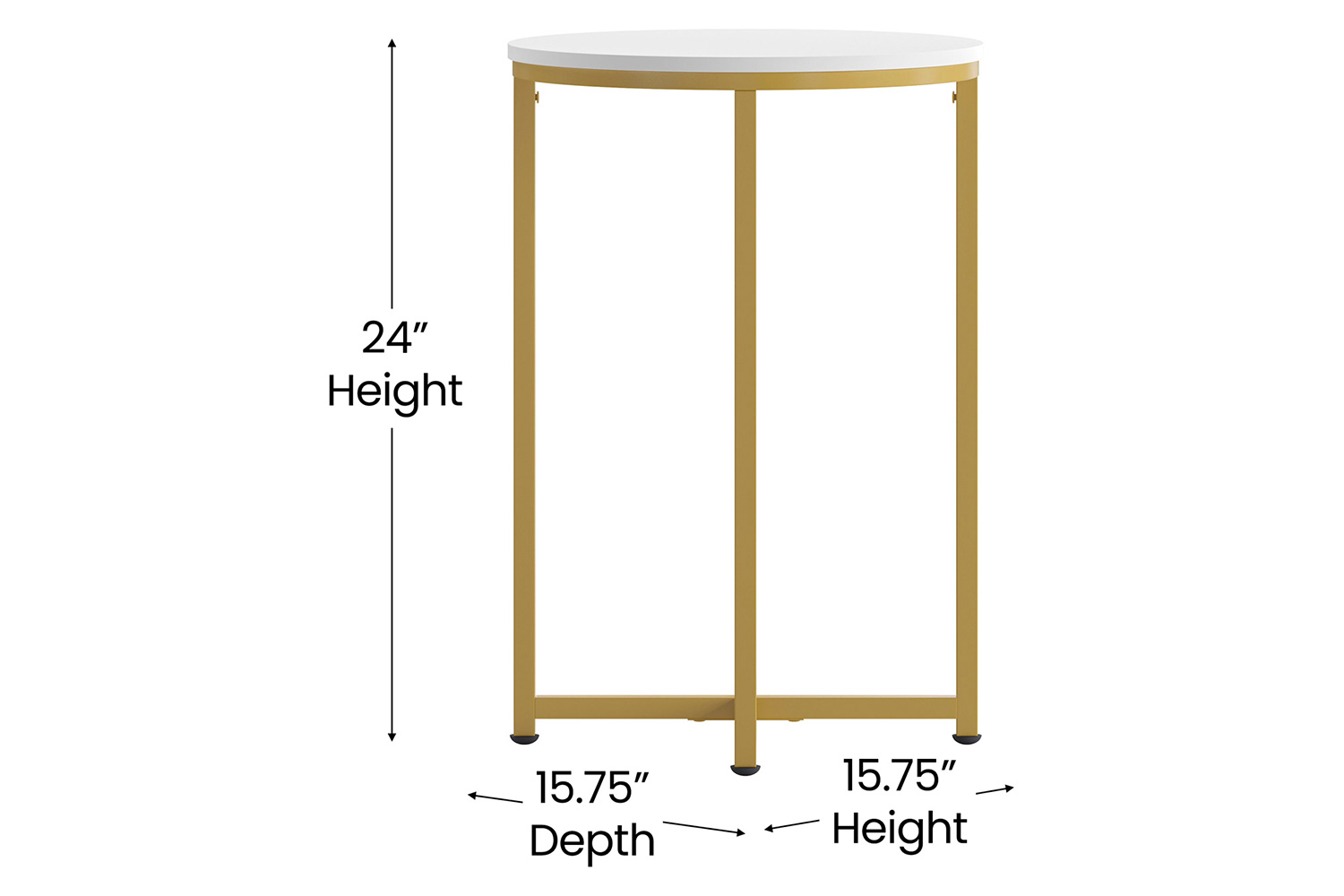 BLNK Hampstead Collection Modern End Table with White Laminate Top - Brushed Gold