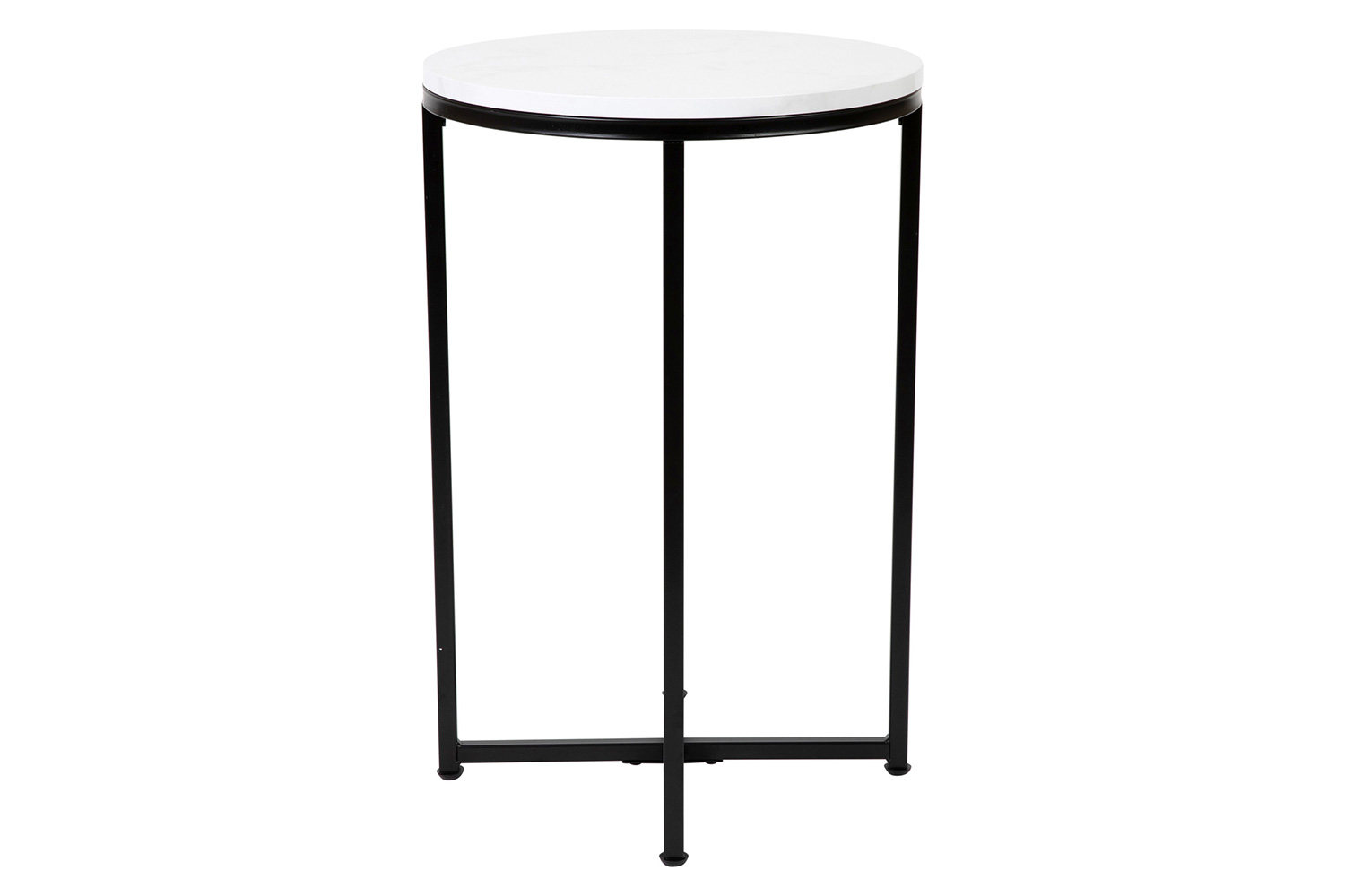 BLNK Hampstead Collection Modern End Table with White Marbled Laminate Top - Matte Black