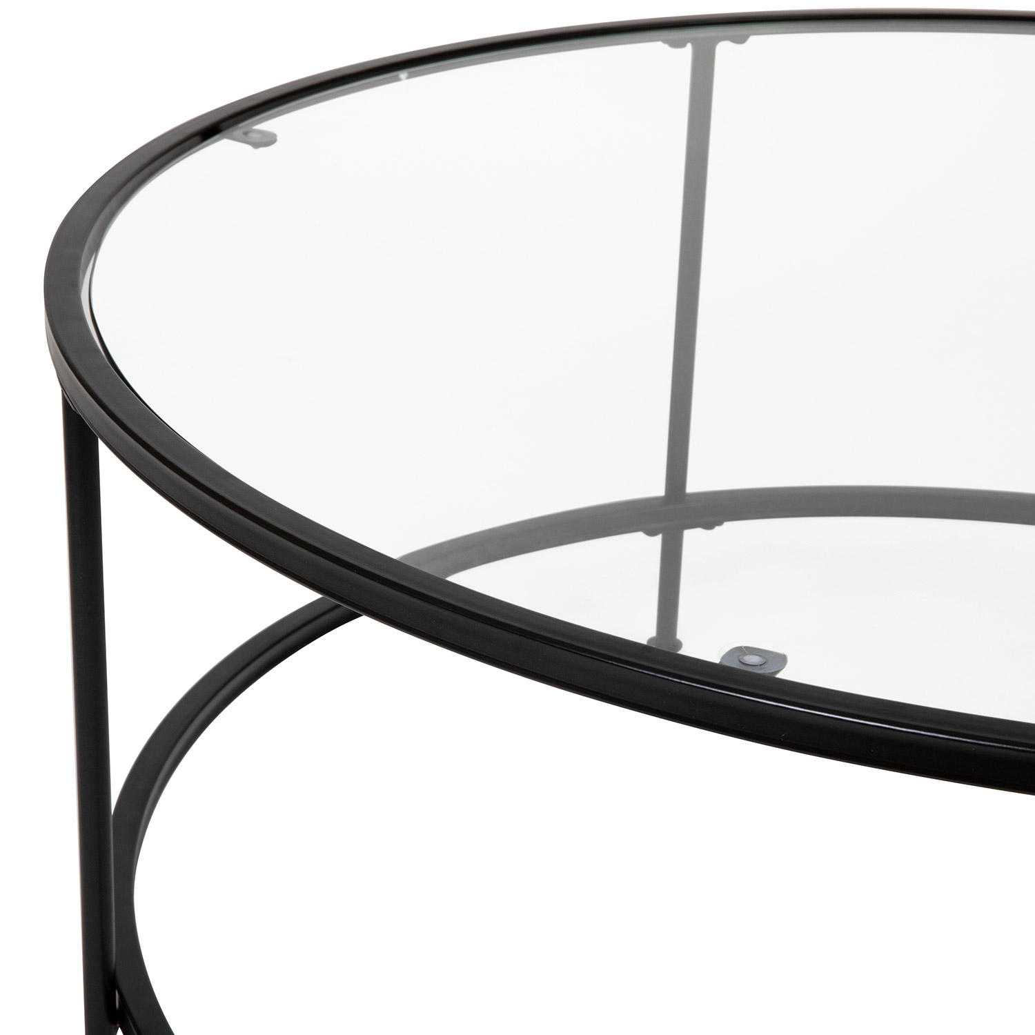 BLNK Astoria Collection Round Modern Clear Glass Coffee Table - Matte Black