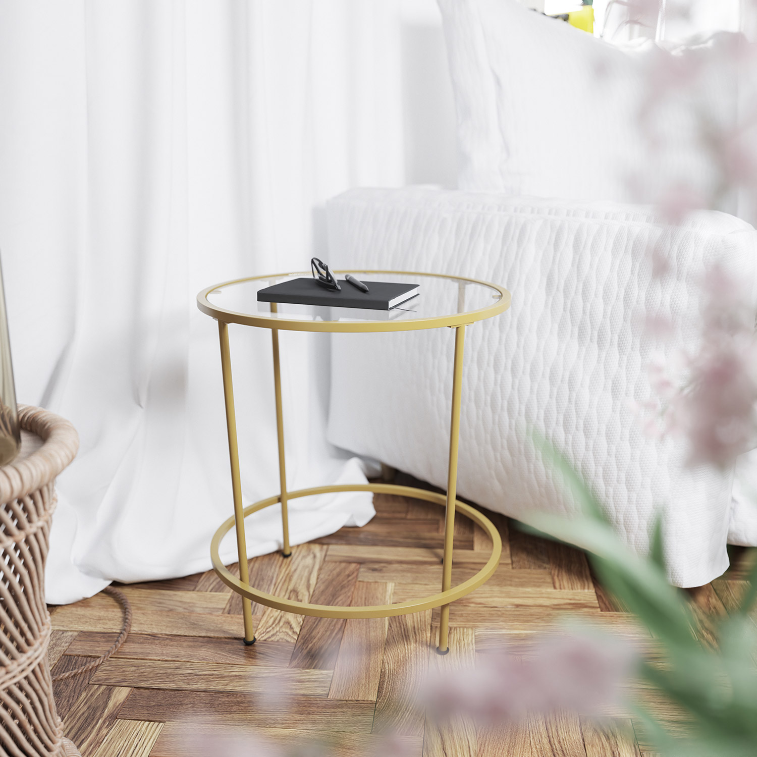 BLNK - Astoria Collection Round Modern Clear Glass End Table