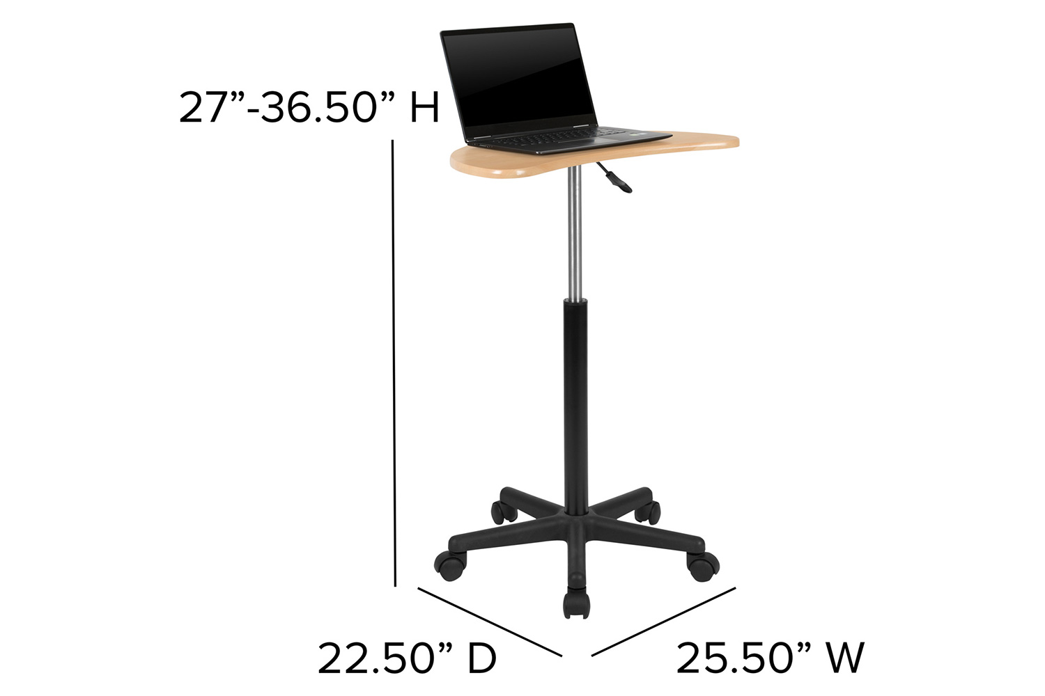 BLNK Eve Sit to Stand Mobile Laptop Computer Desk - Maple