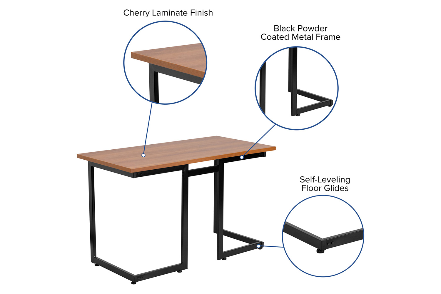 BLNK - Cherry Computer Desk with Black Metal Frame