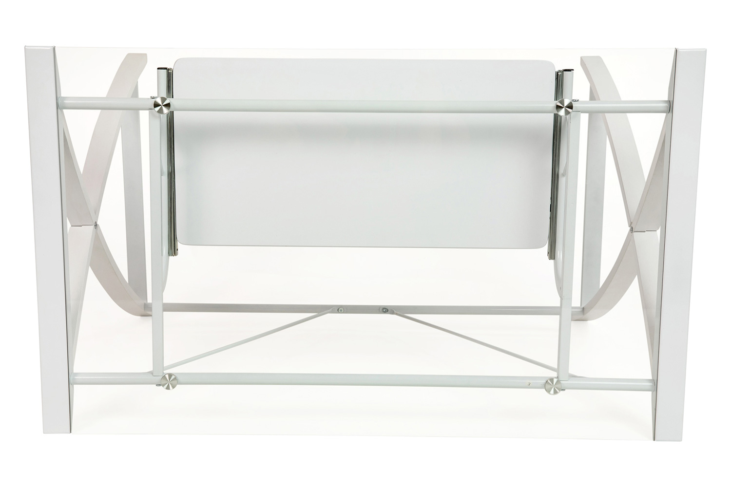 BLNK Jude Glass Computer Desk with Pull-Out Keyboard Tray and Crisscross Frame - Clear/White