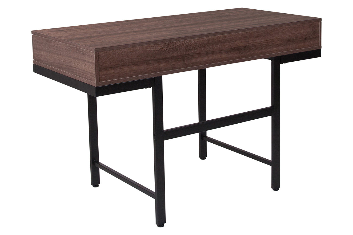 BLNK - Bartlett Dark Ash Wood Grain Finish Computer Desk with Drawers and Black Metal Legs