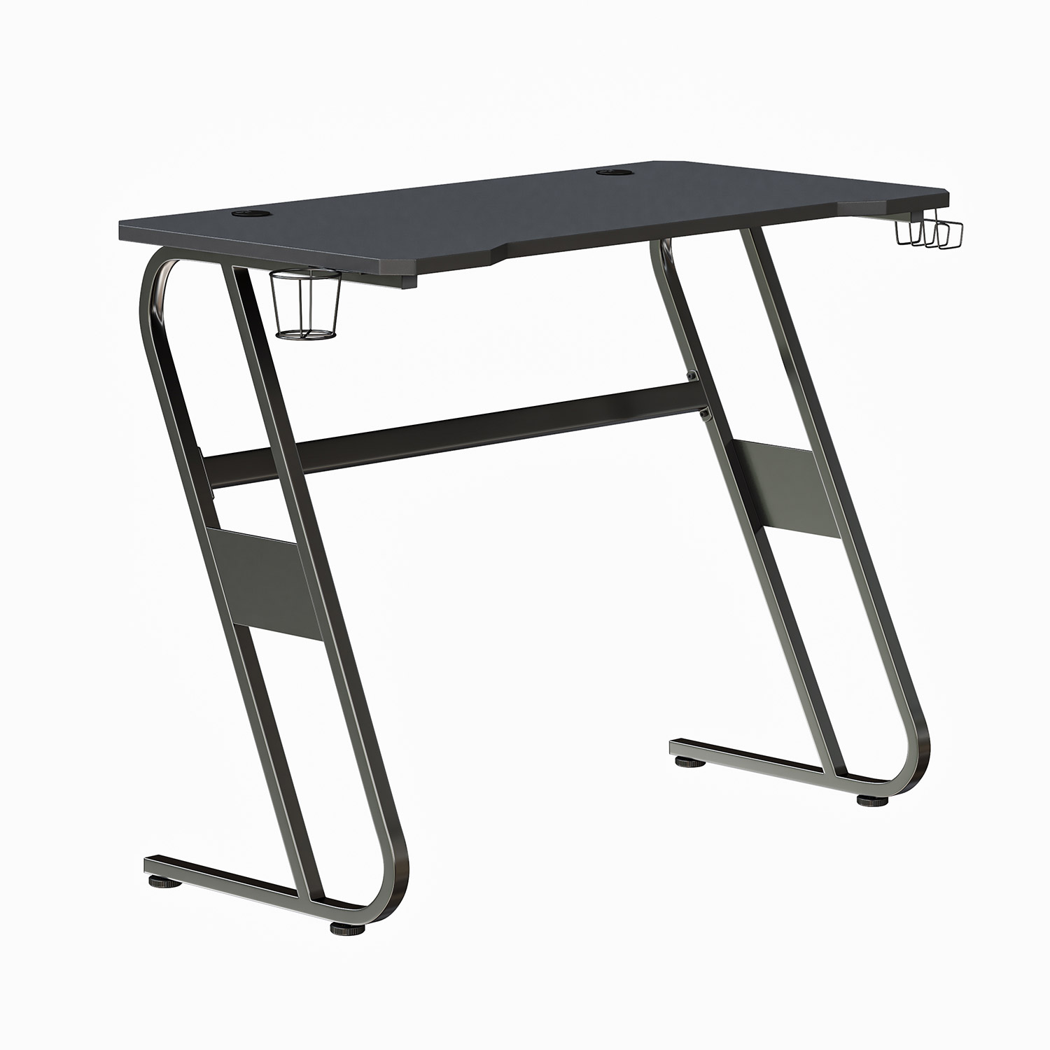 BLNK Fisher Ergonomic Desk with Cup Holder and Headphone Hook - Black