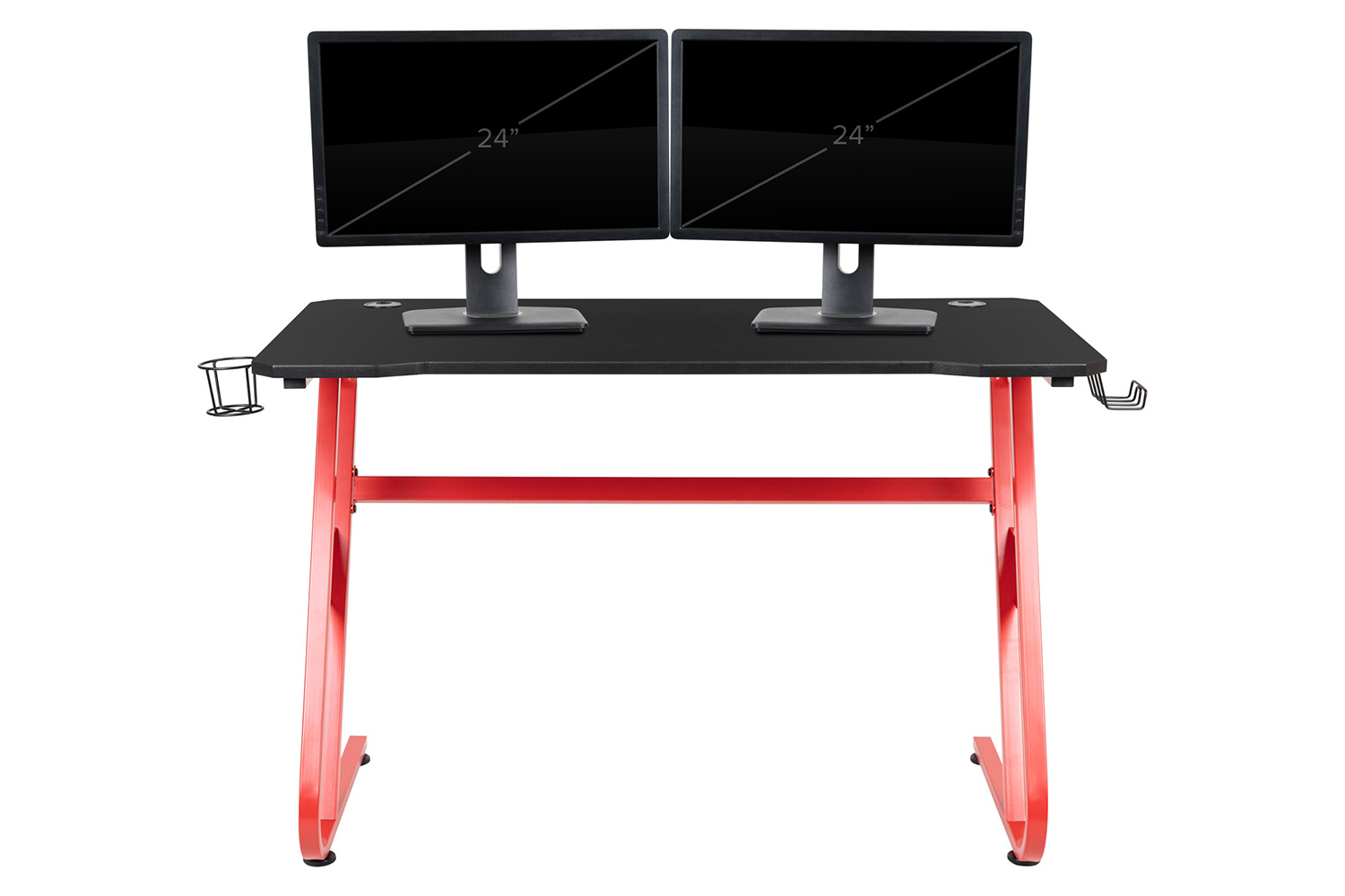 BLNK Fisher Ergonomic Desk with Cup Holder and Headphone Hook - Red