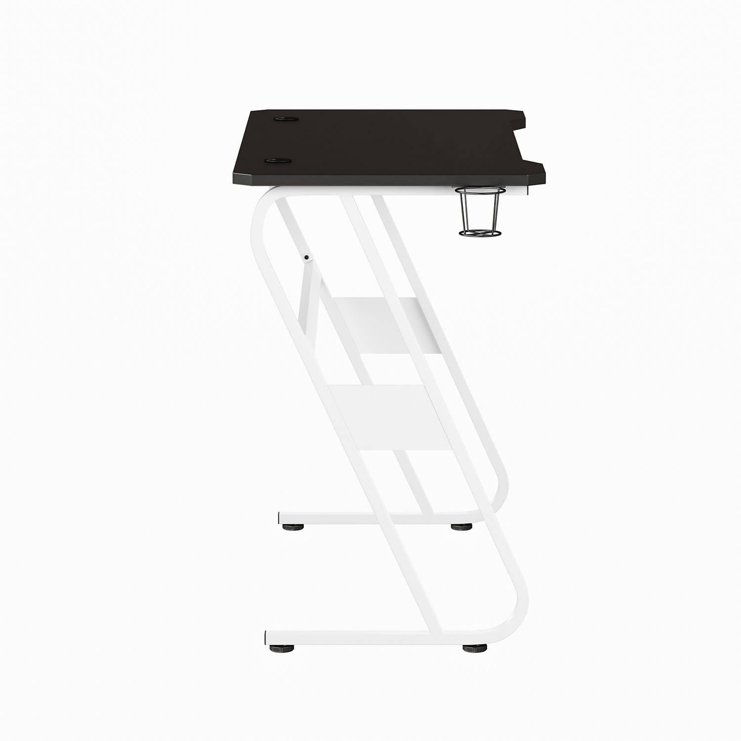 BLNK Fisher Ergonomic Desk with Cup Holder and Headphone Hook - White