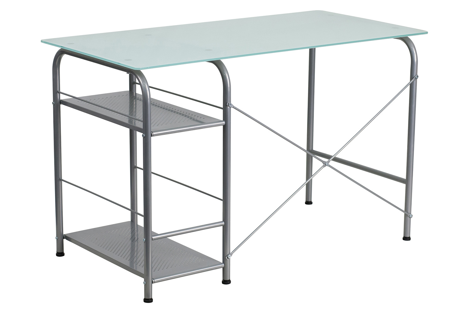 BLNK - Glass Computer Desk with Open Storage