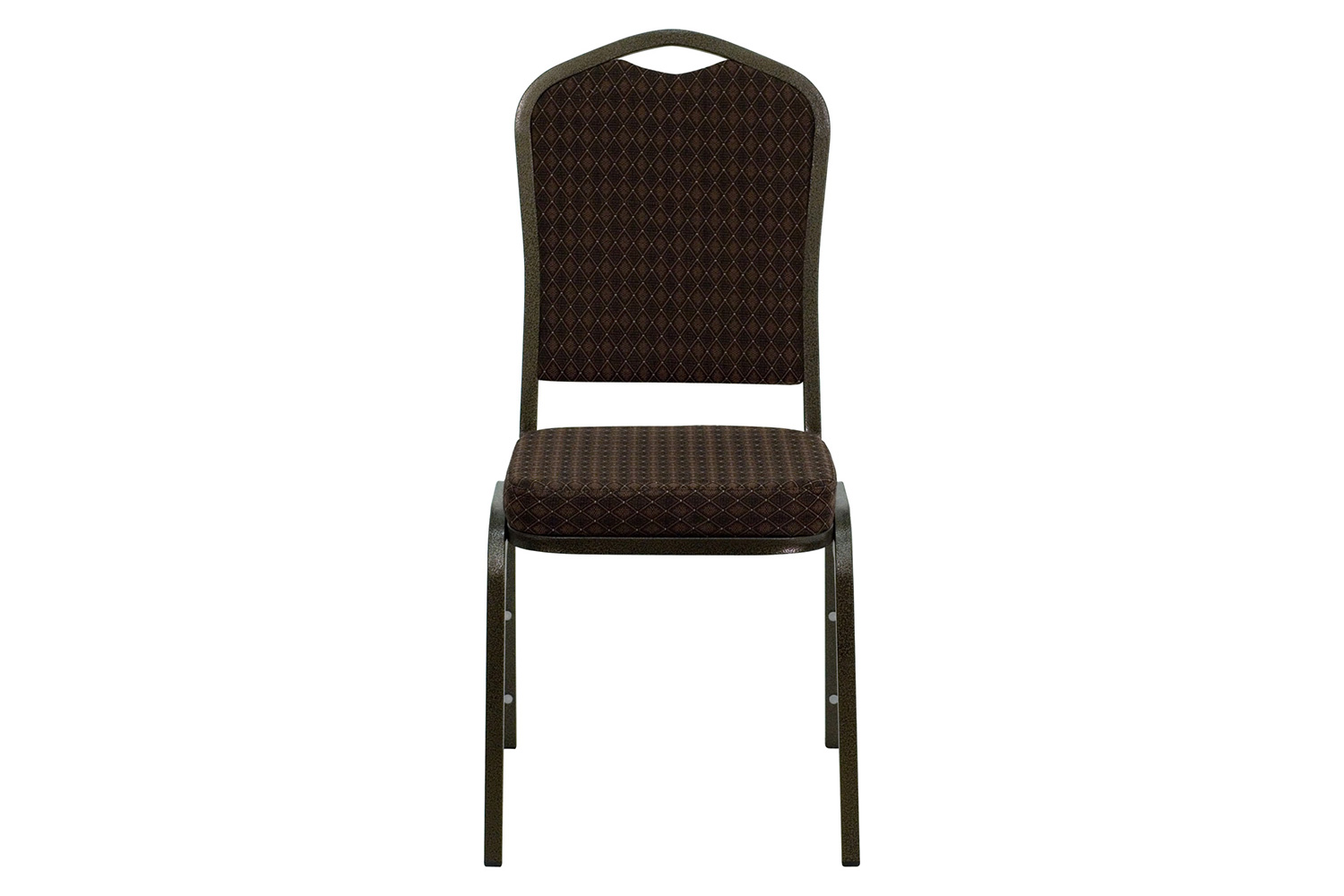BLNK HERCULES Series Fabric Crown Back Stacking Banquet Chair with Gold Vein Frame - Brown Patterned