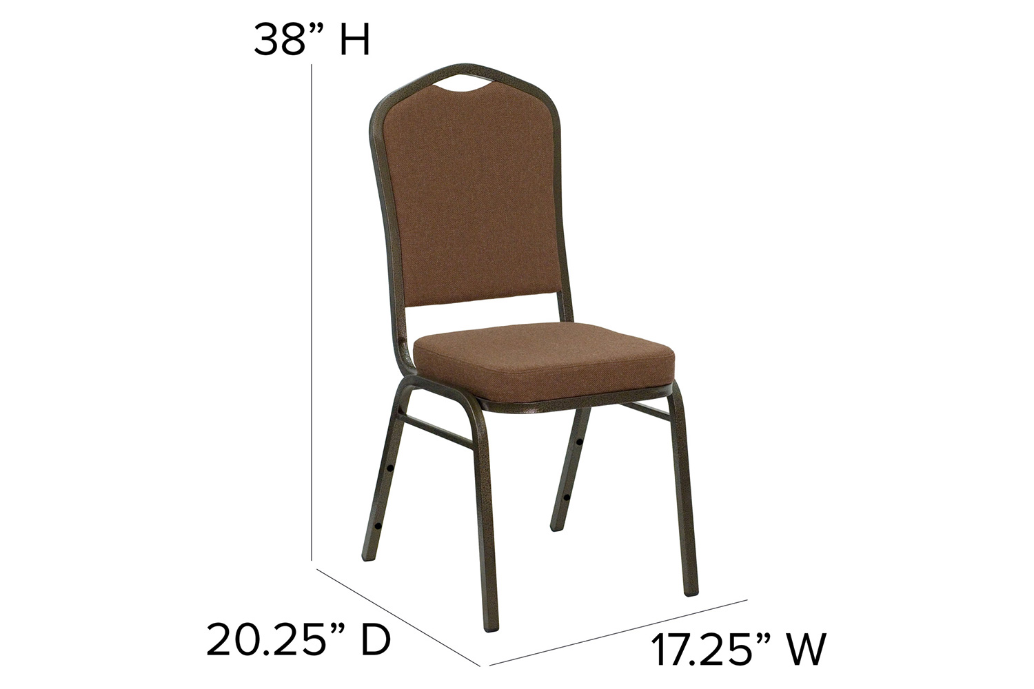 BLNK HERCULES Series Fabric Crown Back Stacking Banquet Chair with Gold Vein Frame - Coffee