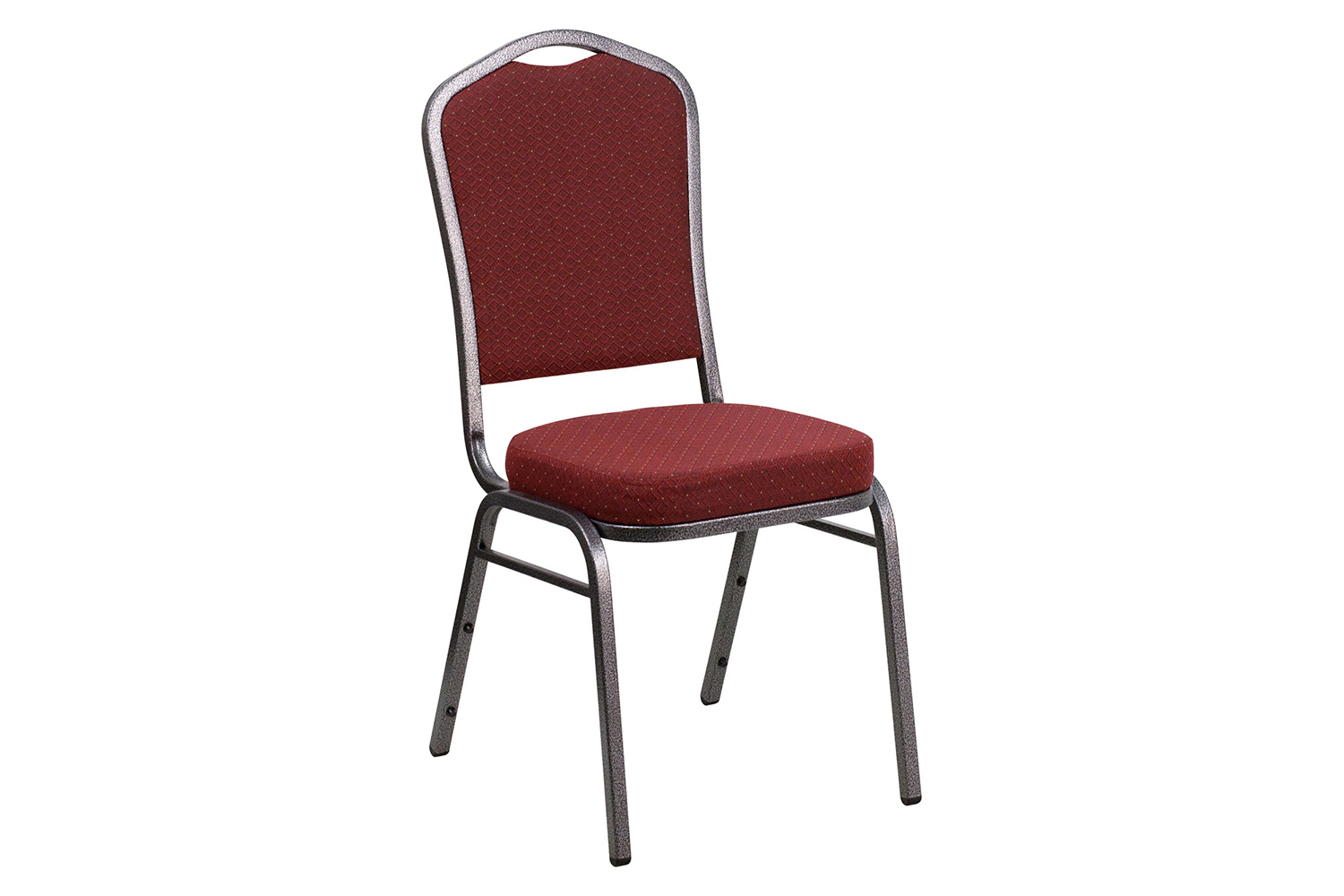 BLNK HERCULES Series Fabric Crown Back Stacking Banquet Chair with Silver Vein Frame - Burgundy Patterned