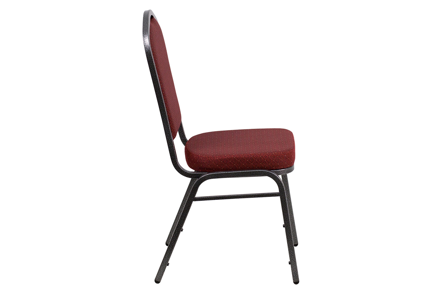 BLNK HERCULES Series Fabric Crown Back Stacking Banquet Chair with Silver Vein Frame - Burgundy Patterned