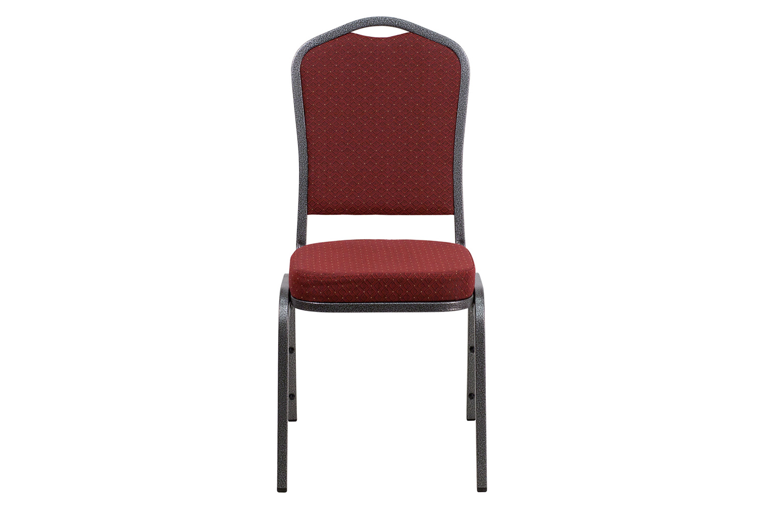 BLNK HERCULES Series Fabric Crown Back Stacking Banquet Chair with Silver Vein Frame - Burgundy Patterned