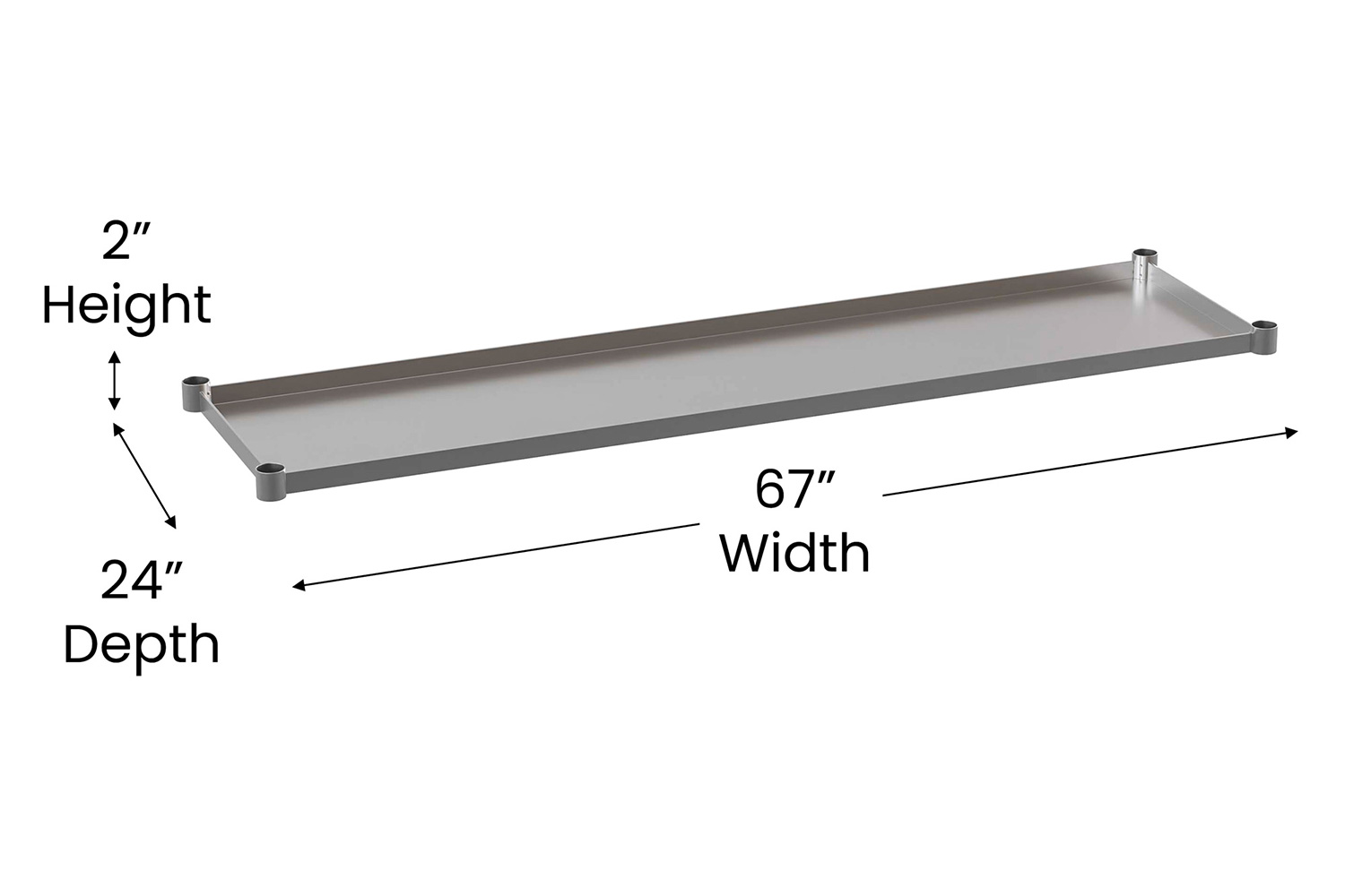 BLNK Woodford Stainless Steel Galvanized Under Shelf - 30"W x 72"L