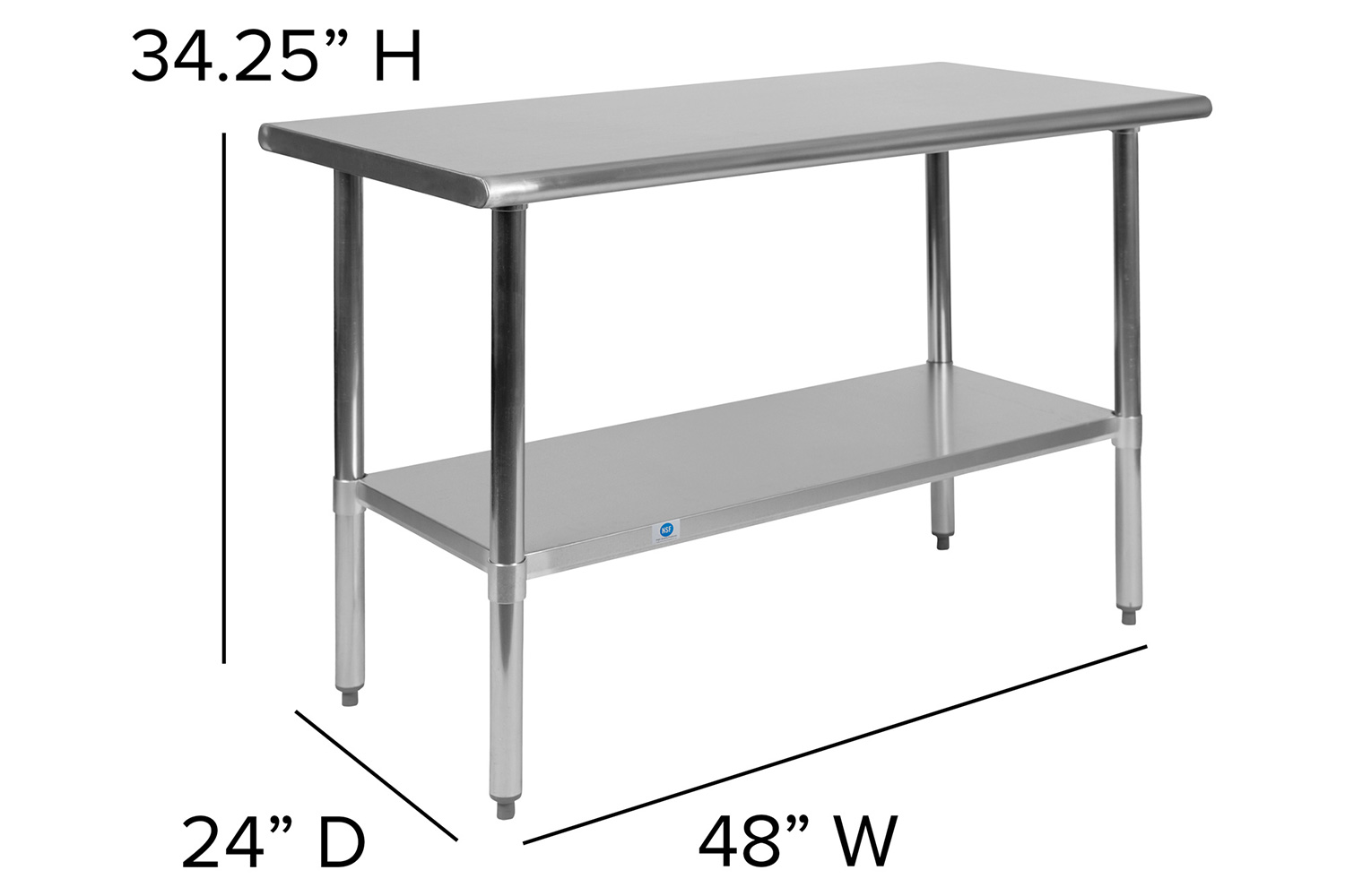 BLNK Rawcliffe Stainless Steel Prep and Work Table with Undershelf