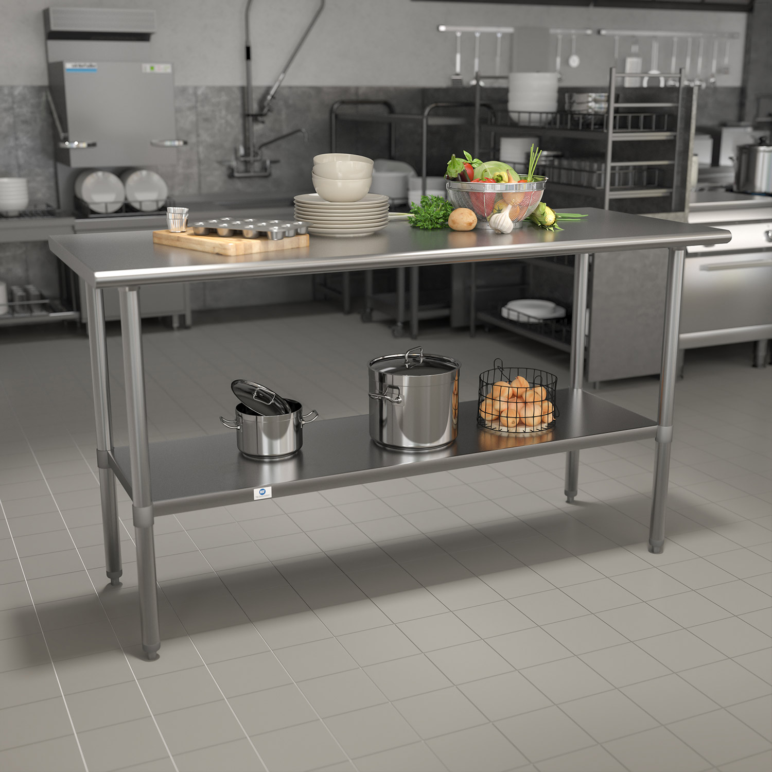 BLNK - Reese Stainless Steel Prep and Work Table with Undershelf