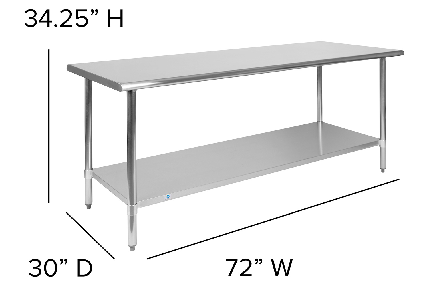 BLNK Reader Stainless Steel Prep and Work Table with Undershelf