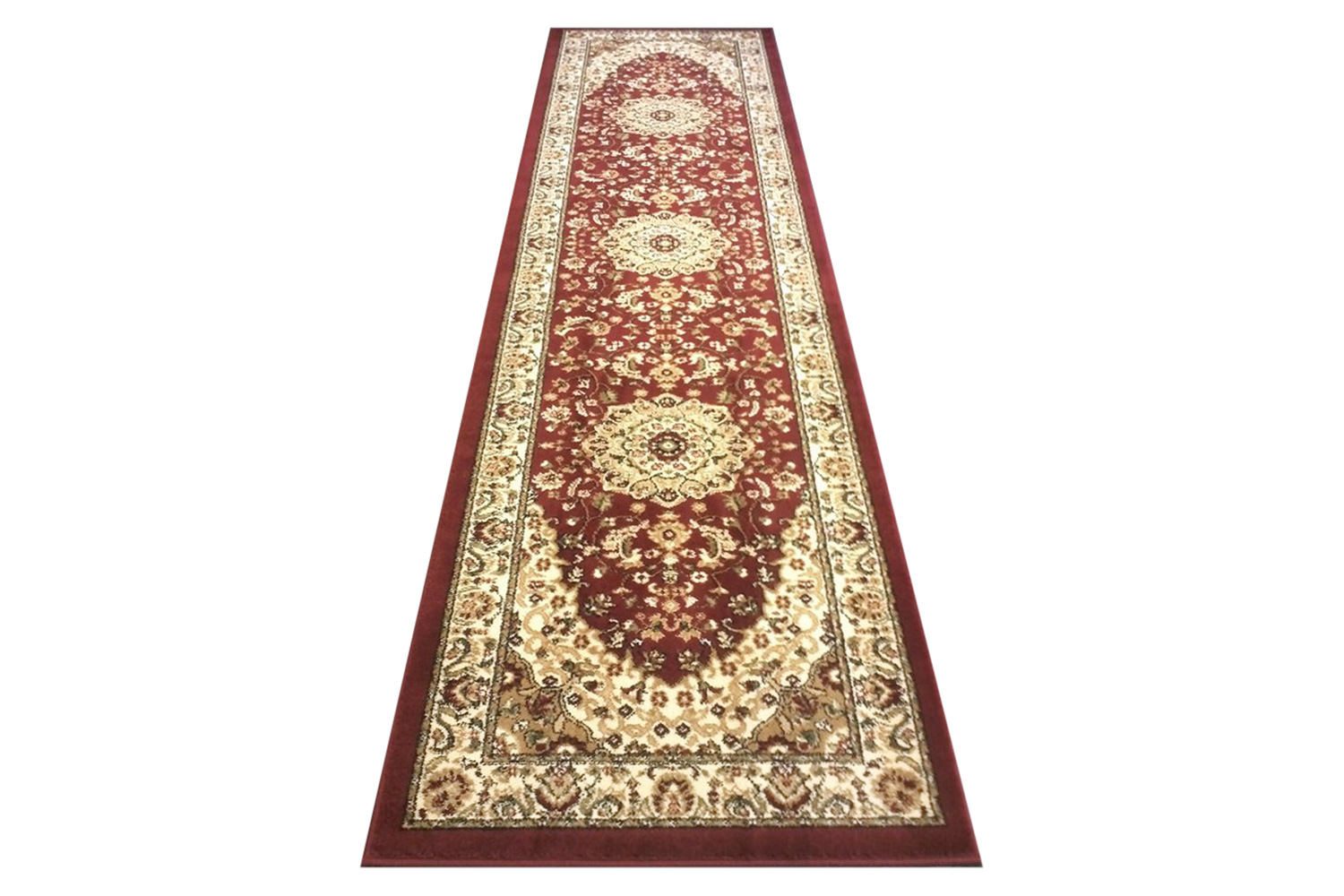 BLNK Mersin Collection Persian Style Olefin Area Rug with Jute Backing - Burgundy, 2'W x 7'L
