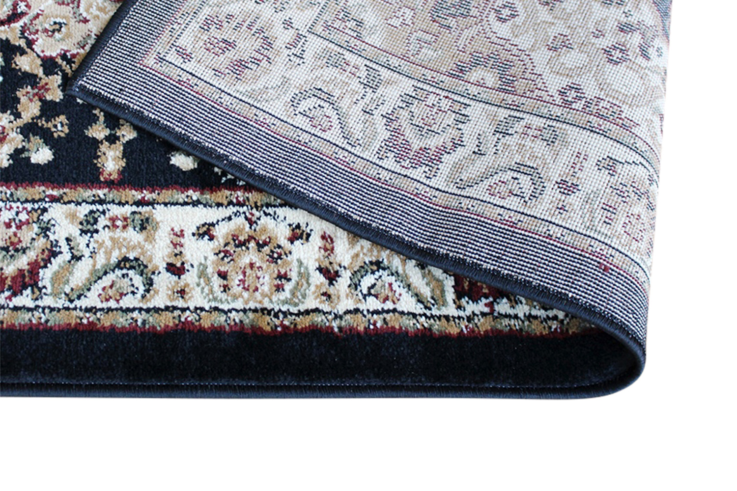 BLNK Mersin Collection Persian Style Olefin Area Rug with Jute Backing - Black, 3'W x 15'L