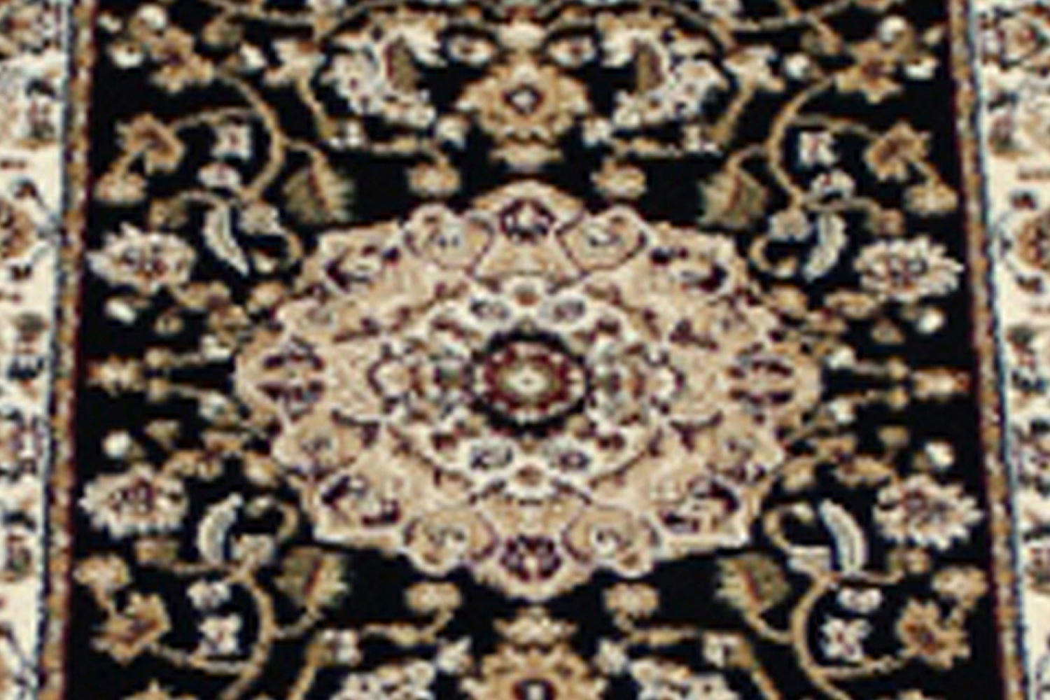 BLNK Mersin Collection Persian Style Olefin Area Rug with Jute Backing - Black, 3'W x 15'L