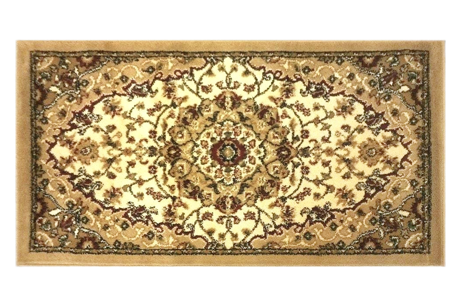 BLNK Mersin Collection Persian Style Olefin Area Rug with Jute Backing - Ivory, 2'W x 3'L