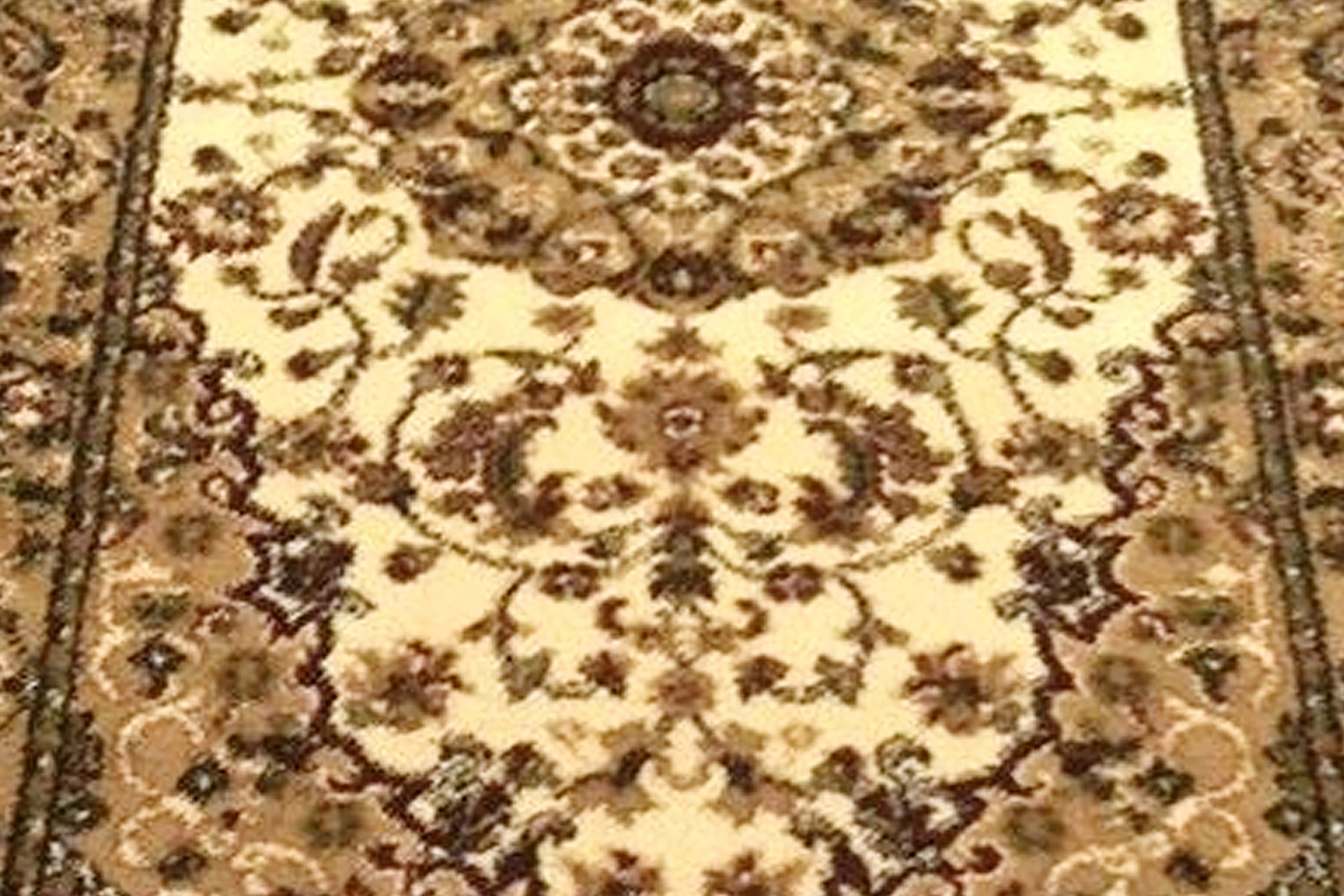 BLNK Mersin Collection Persian Style Olefin Area Rug with Jute Backing - Ivory, 3'W x 10'L