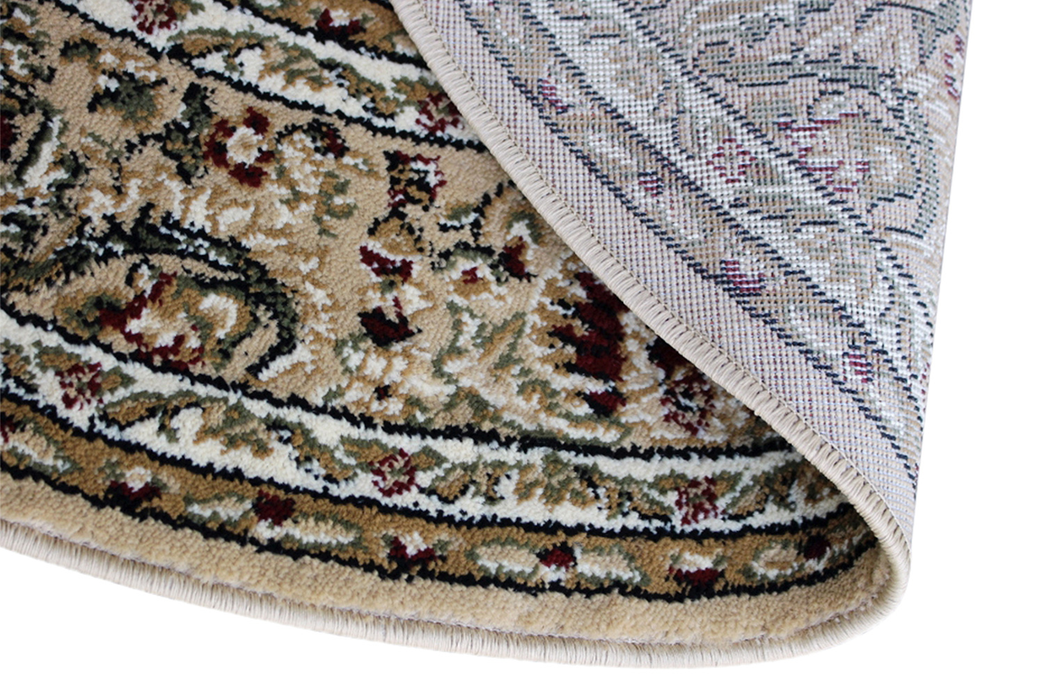 BLNK Mersin Collection Persian Style Round Olefin Area Rug with Jute Backing - Ivory, 7'W x 7'L