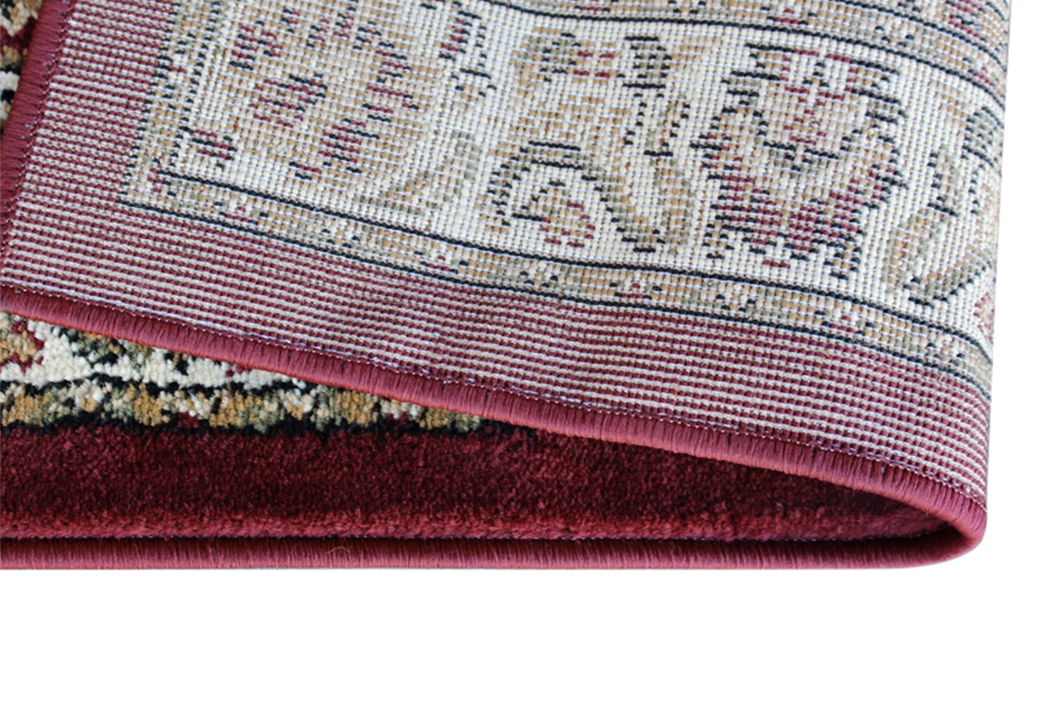 BLNK Mersin Collection Persian Style Olefin Area Rug with Jute Backing - Burgundy, 3'W x 15'L