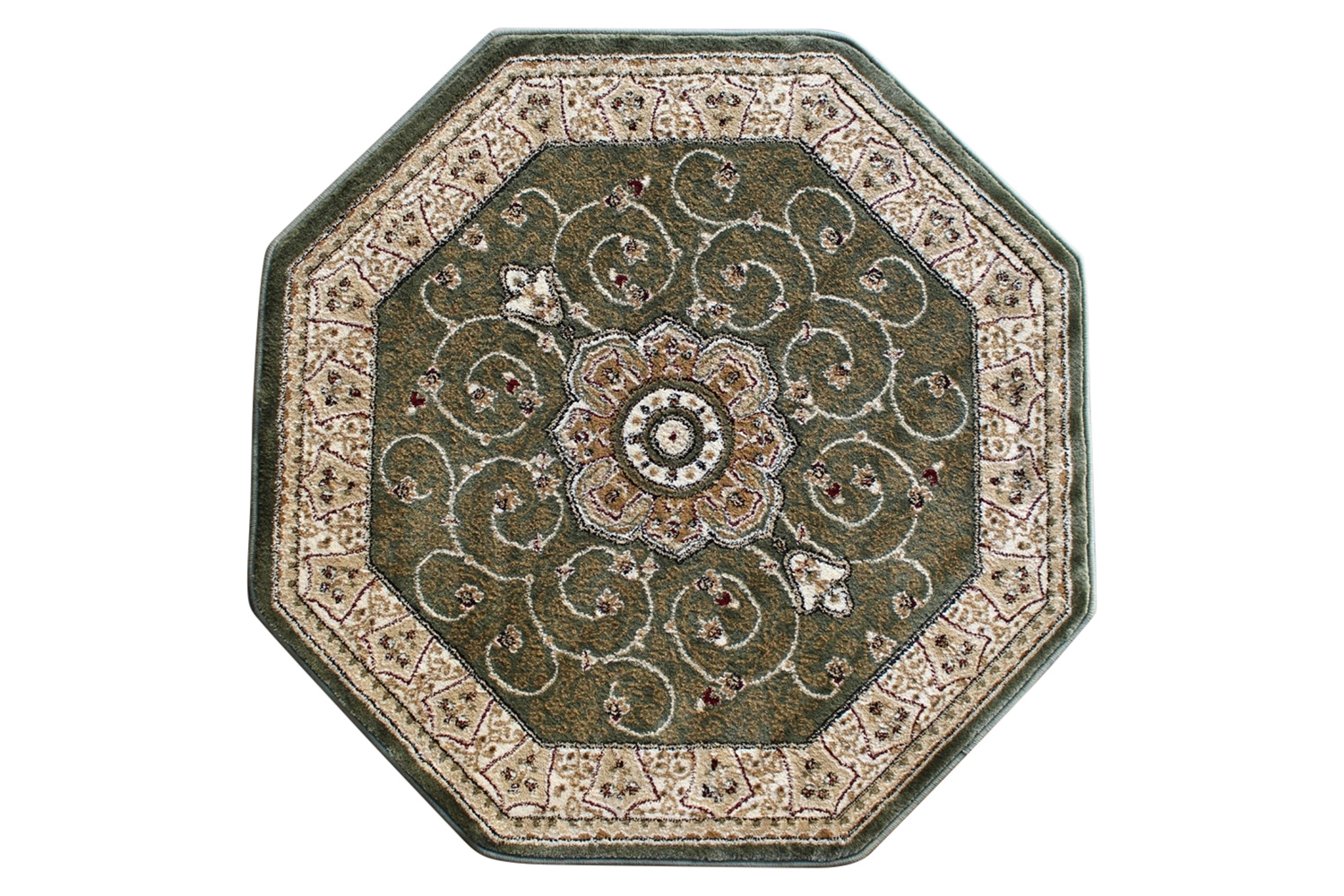 BLNK Portman Collection Persian Style Round Olefin Area Rug with Jute Backing - Green, 4'W x 4'L