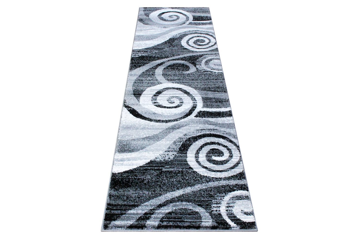 BLNK Cirrus Collection Olefin Swirl Patterned Area Rug with Jute Backing - Gray, 2'W x 7'L