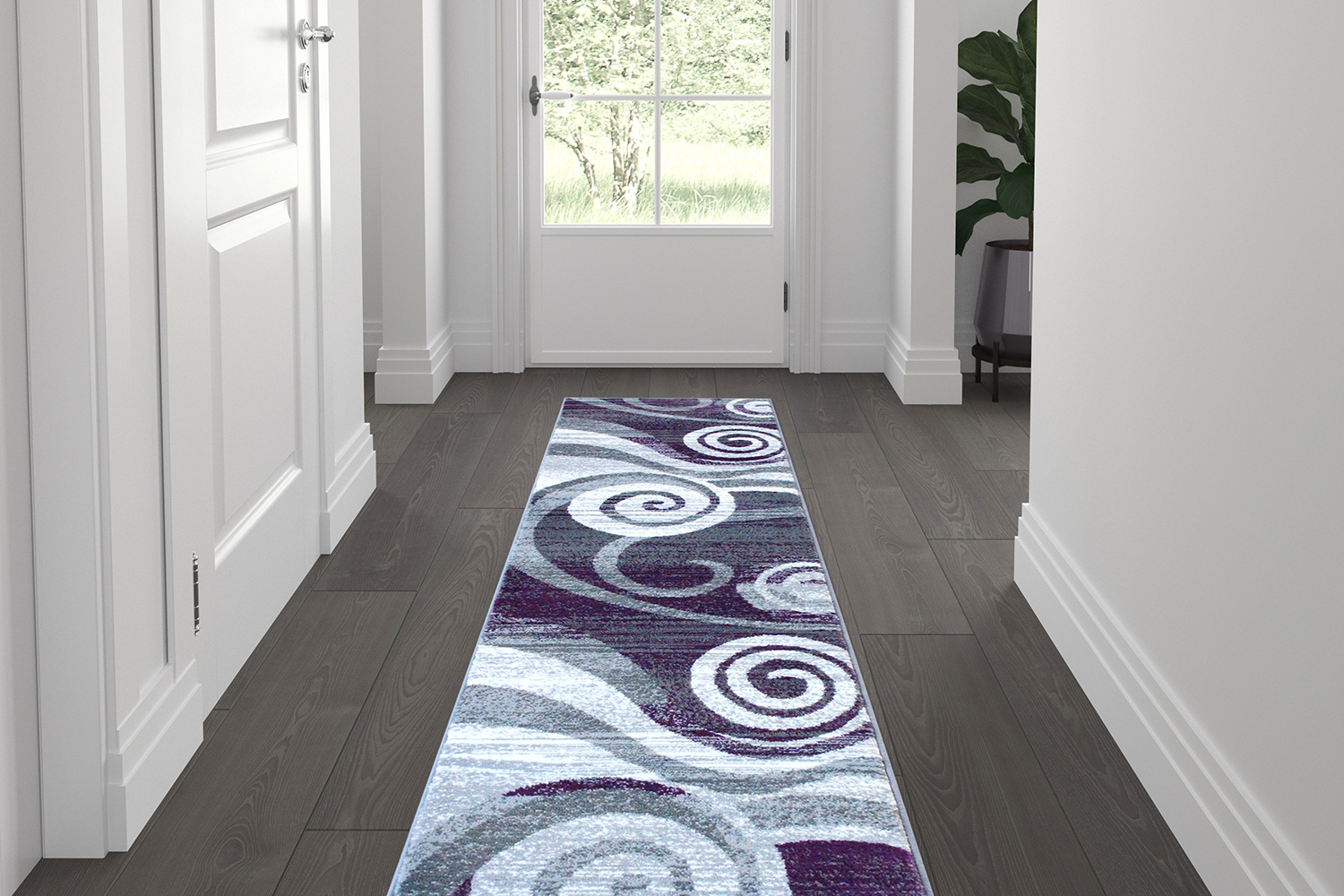 BLNK - Cirrus Collection Olefin Swirl Patterned Area Rug with Jute Backing