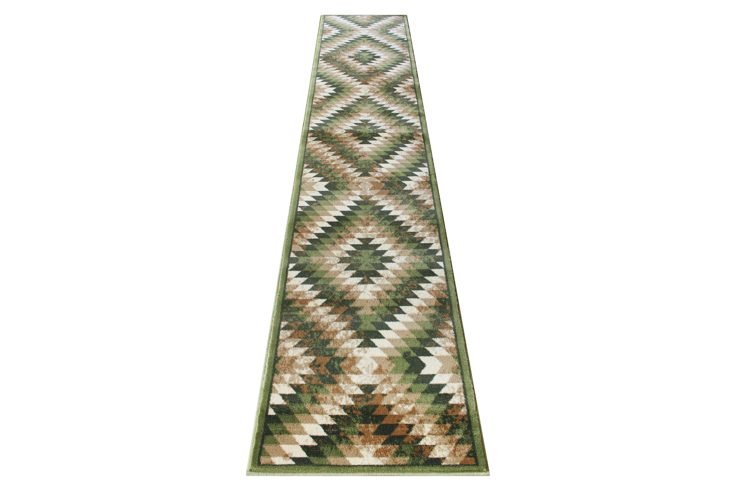 BLNK Teagan Collection Southwestern Style Olefin Area Rug with Jute Backing - Green, 2'W x 11'L