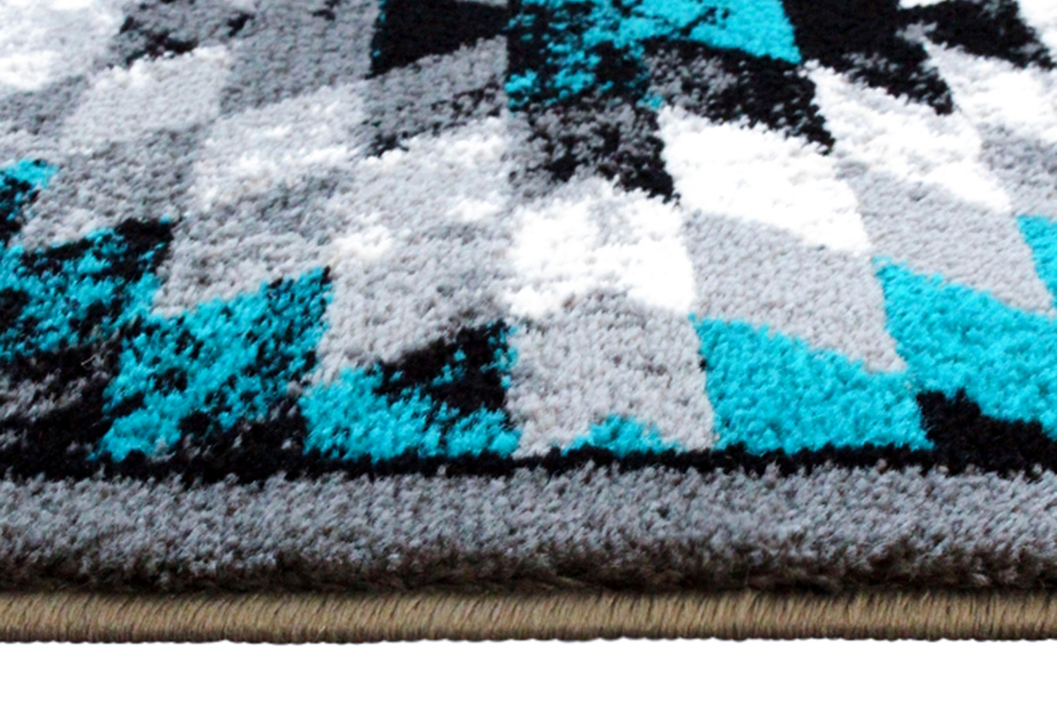 BLNK Teagan Collection Southwestern Style Olefin Area Rug with Jute Backing - Turquoise, 2'W x 11'L