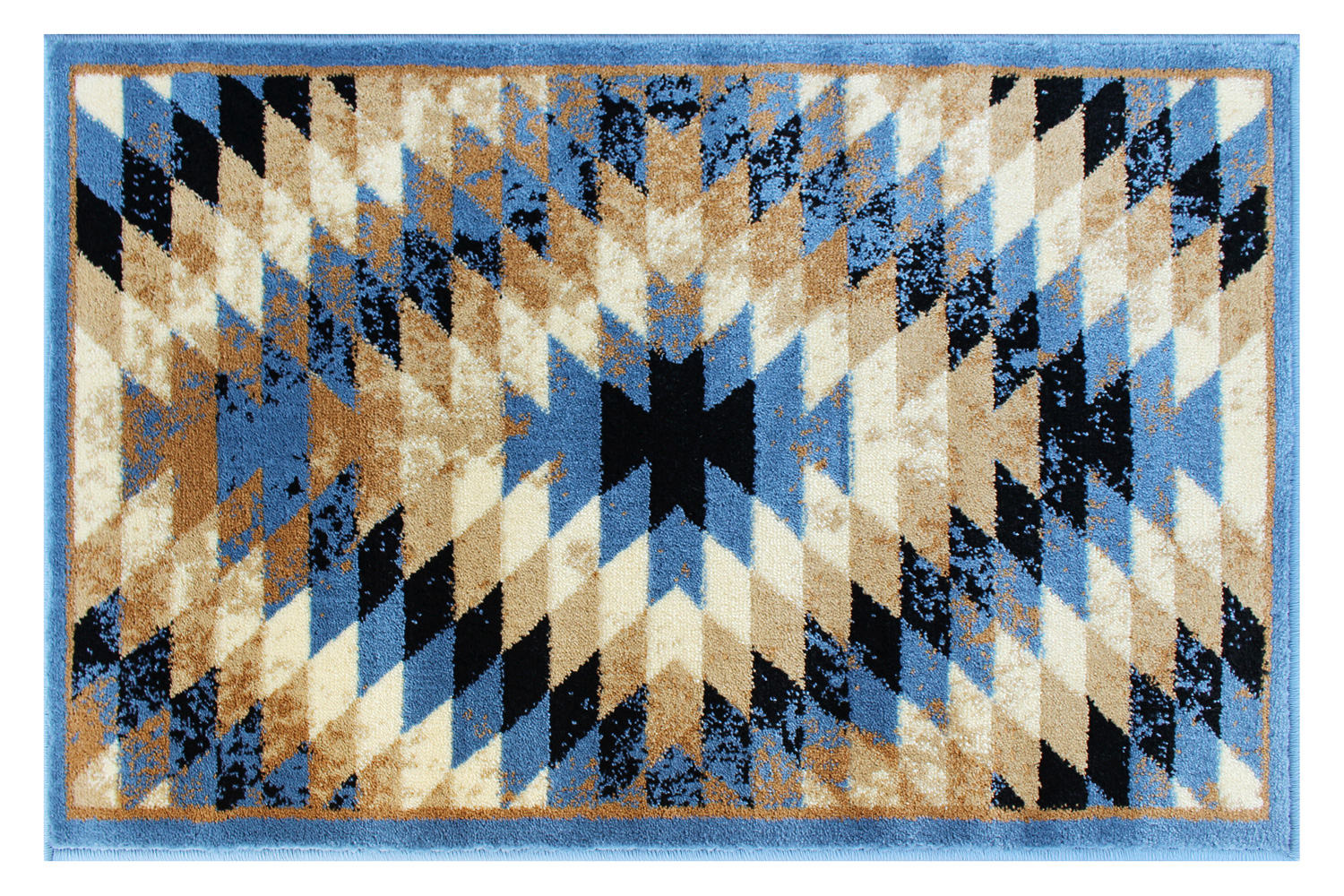BLNK Teagan Collection Southwestern Style Olefin Area Rug with Jute Backing - Blue, 2'W x 3'L