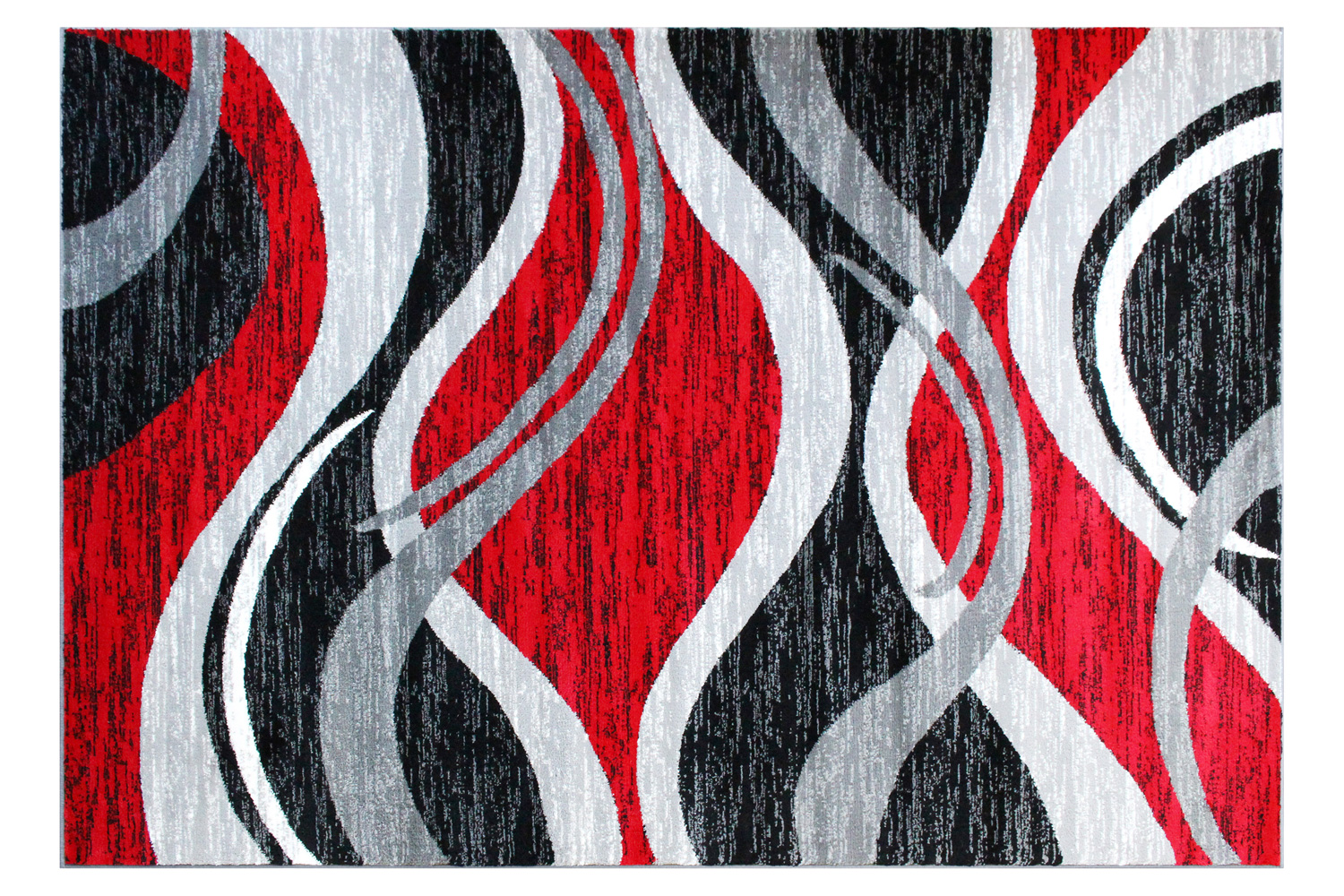 BLNK Wisp Collection Olefin Rippled Area Rug with Jute Backing - Red, 5'W x 7'L