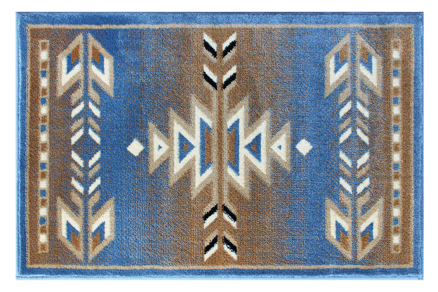 BLNK Lodi Collection Southwestern Style Olefin Area Rug with Jute Backing - Blue, 2'W x 3'L
