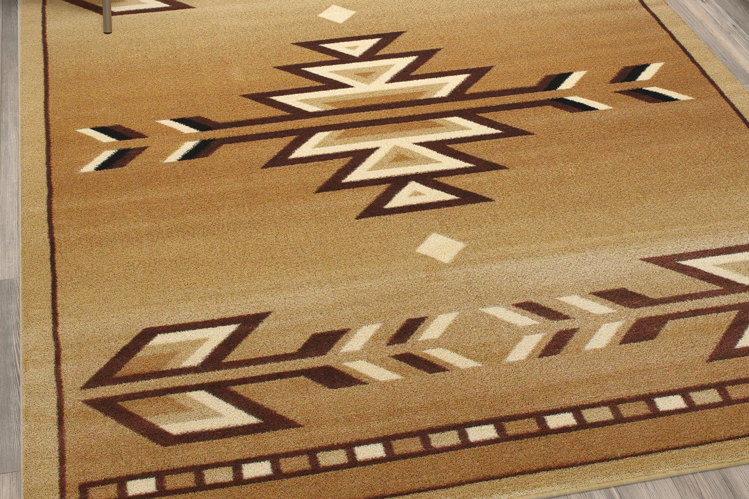 BLNK Lodi Collection Southwestern Style Olefin Area Rug with Jute Backing - Brown, 5'W x 7'L