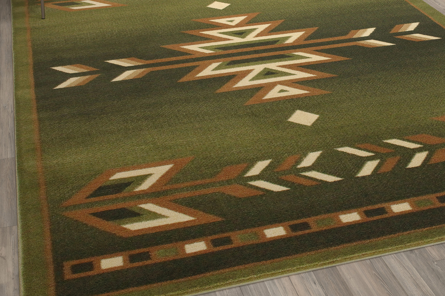 BLNK Lodi Collection Southwestern Style Olefin Area Rug with Jute Backing - Green, 8'W x 10'L